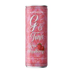 Skånska Spritfabriken Alkoholfri G & Tonic Rosé Strawberry 330 ml burk - frilagd produktbild